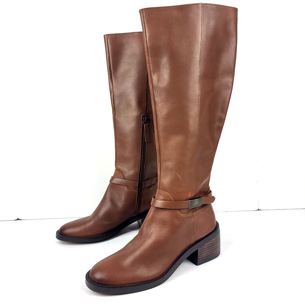 Linea Paolo Kamile Leather Riding Knee High Boots Brown Size 6.5M